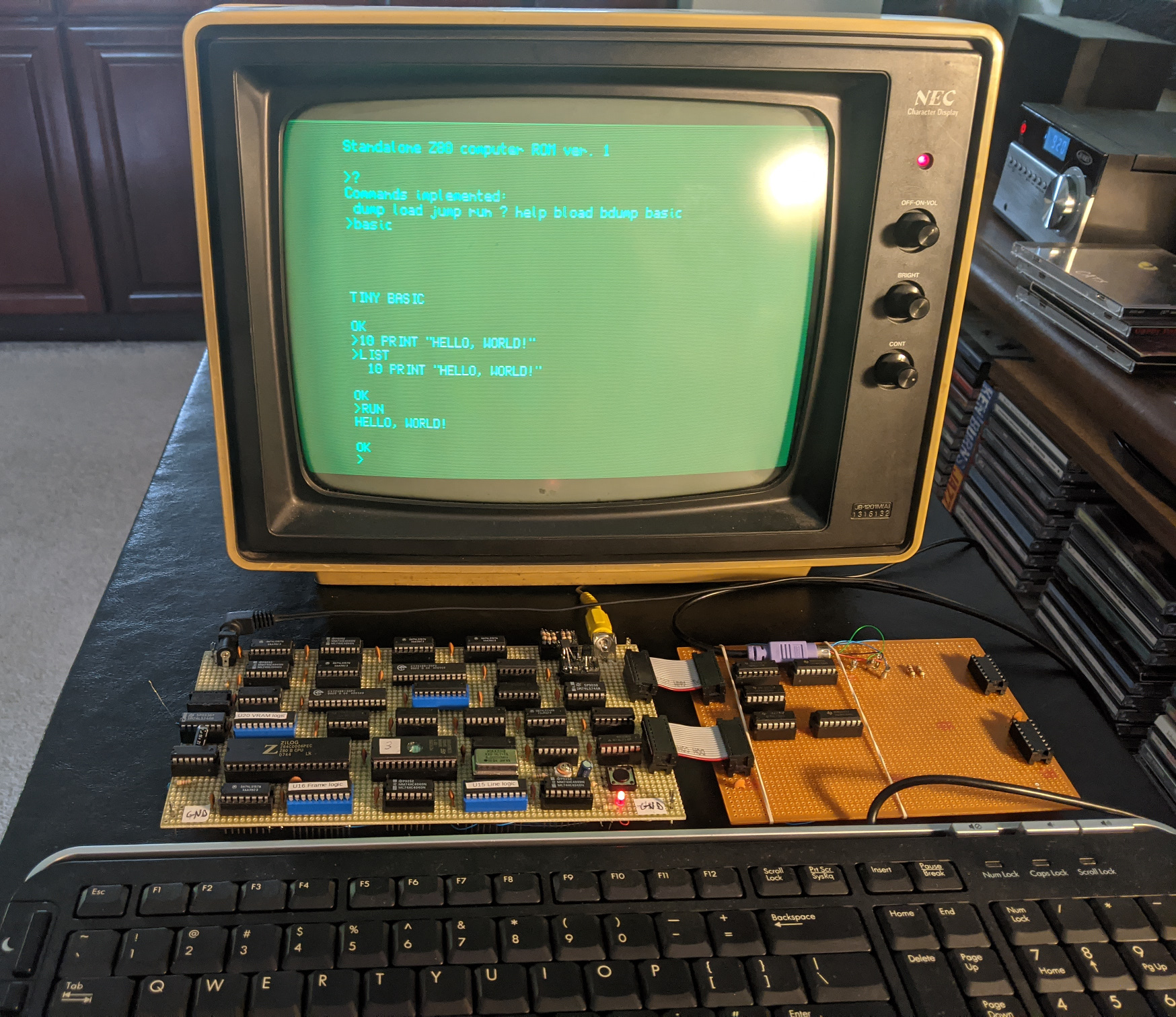 photo of the system with keyboard and monitor